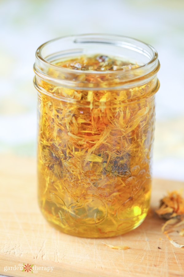 Το Calendula και το Chamomile εγχύθηκαν βοτανικό λάδι